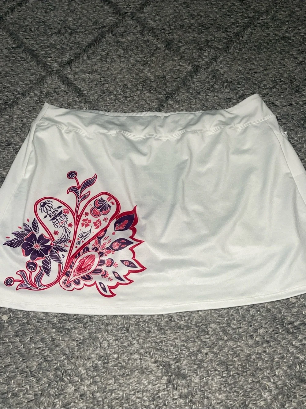 Athleta White Skirt with Pink and Purple Floral Print